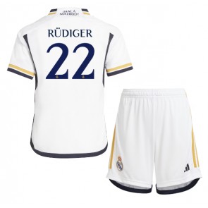 Real Madrid Antonio Rudiger #22 Replica Home Stadium Kit for Kids 2023-24 Short Sleeve (+ pants)